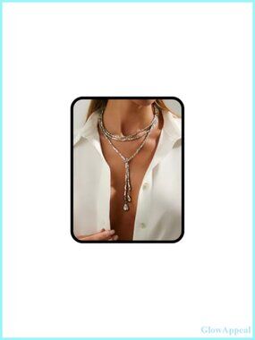 Layered Lariat Necklace Adjustable Beaded Tassel Y Necklace